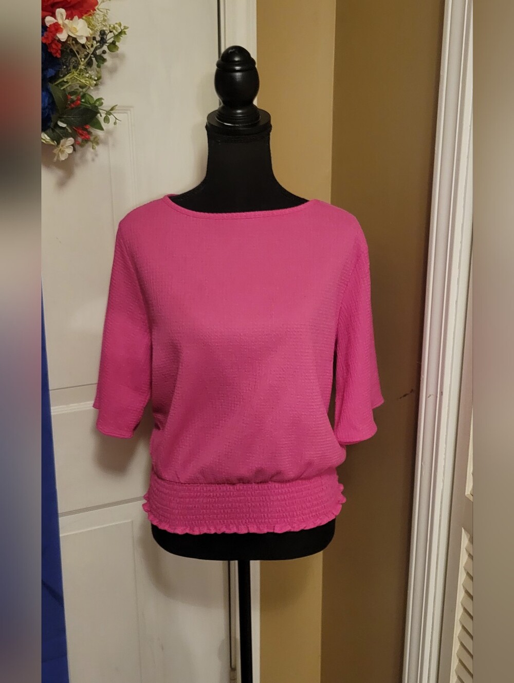 Women's Michael Kors Hot Pink Textured Top, Size Small